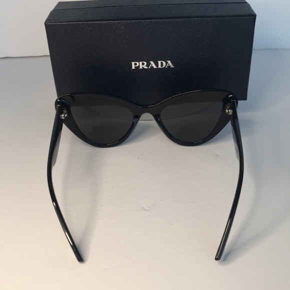 💯- New - PRADA PR 13YS Black Dark Grey Gradient Cat-Eye Sunglasses - Picture 7 of 16